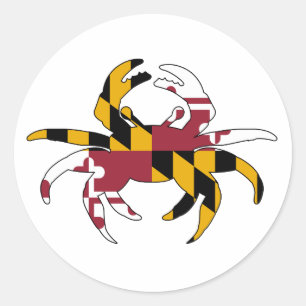 Maryland Flag Crab Ronde Sticker