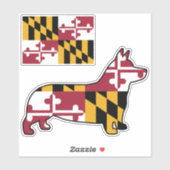 Maryland Flag en Corgi Silhouette Stickers (Vel)