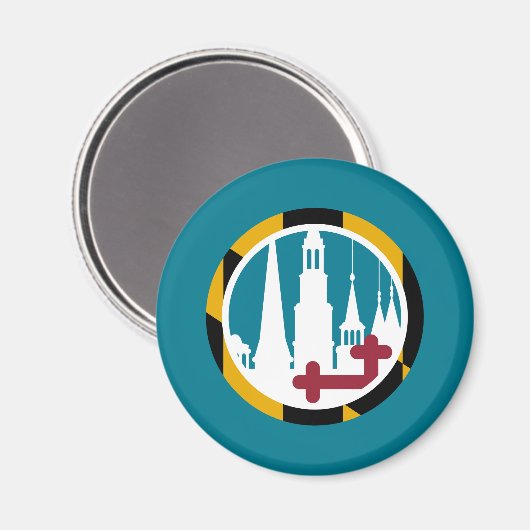 Maryland Flag Frederick Clustered Spires Circle Magneet (Voorkant / Achterkant)