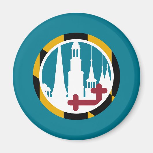 Maryland Flag Frederick Clustered Spires Circle Magneet (Voorkant)
