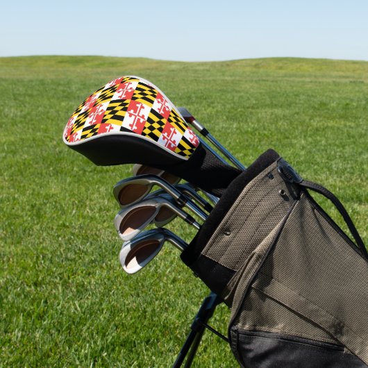 Maryland Flag Golf Club Head Hoesje Golfheadcover (Insitu)