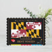 Maryland Flag & Happy New Year /Best Wishes USA Feestdagenkaart (Staand voorkant)