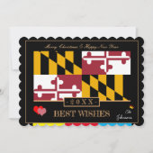 Maryland Flag & Happy New Year /Best Wishes USA Feestdagenkaart (Voorkant)