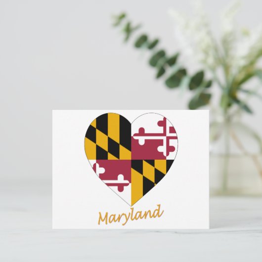Maryland Flag Heart Briefkaart (Staand voorkant)