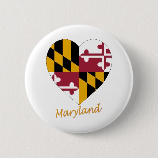 Maryland Flag Heart Ronde Button 5,7 Cm (Voorkant)