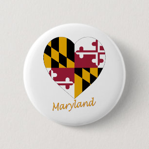 Maryland Flag Heart Ronde Button 5,7 Cm