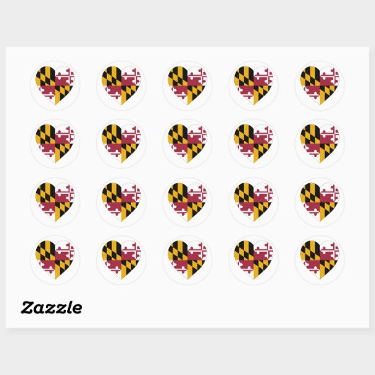 Maryland Flag Heart Ronde Sticker (Vel)