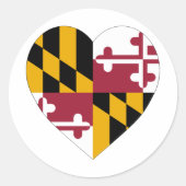 Maryland Flag Heart Ronde Sticker (Voorkant)