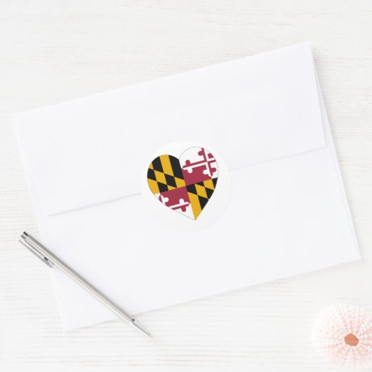 Maryland Flag Heart Ronde Sticker (Envelop)