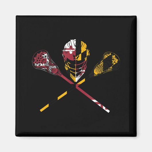 Maryland Flag Lacrosse Boys Mannen Vrouwencollege Magneet (Voorkant)