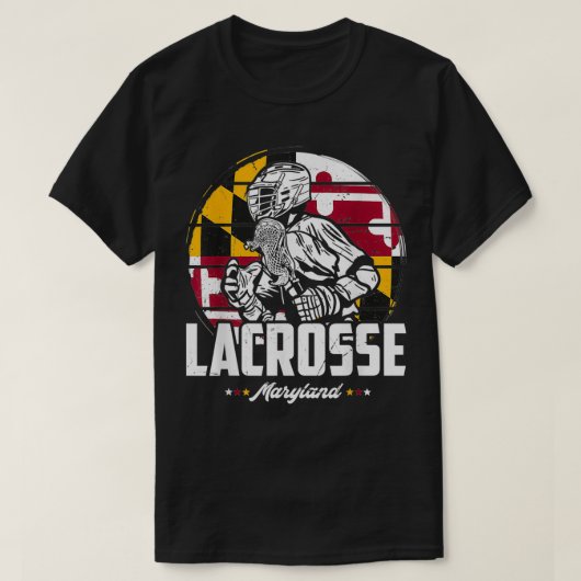 Maryland Flag Lax retro van Lacrosse Player T-shirt (Design voorkant)