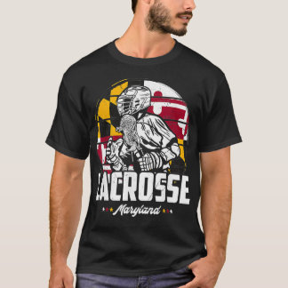 Maryland Flag Lax retro van Lacrosse Player T-shirt