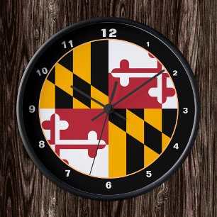 Maryland Flag & Maryland mode/design USA Ronde Klok