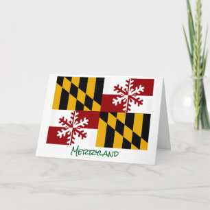 Maryland Flag Merryland Snowflake Vakantie Kaart
