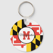 Maryland Flag Monogram Gepersonaliseerde Sleutelha Sleutelhanger (Voorkant)