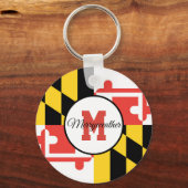 Maryland Flag Monogram Gepersonaliseerde Sleutelha Sleutelhanger (Achterkant)