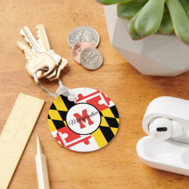 Maryland Flag Monogram Gepersonaliseerde Sleutelha Sleutelhanger