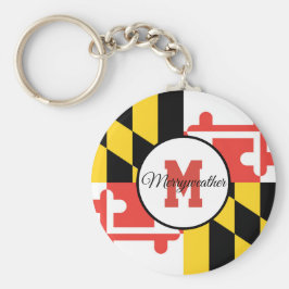 Maryland Flag Monogram Gepersonaliseerde Sleutelha Sleutelhanger