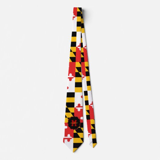 Maryland Flag Monogram Gepersonaliseerde Stropdas (Voorkant)