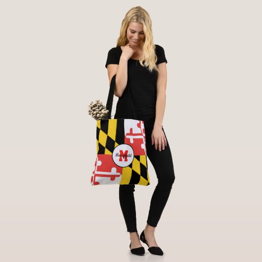 Maryland Flag Monogrammed Canvas tas (Op model)