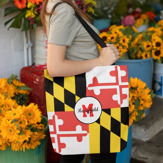 Maryland Flag Monogrammed Canvas tas