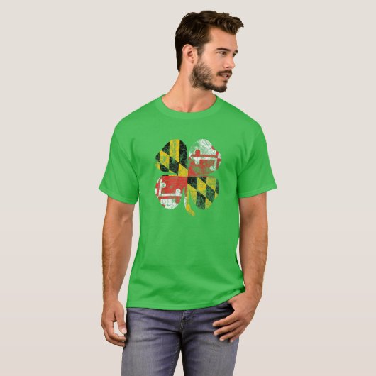 Maryland Flag Shamrock Irish St Patrick Day Coupl T-shirt (Voorkant volledig)