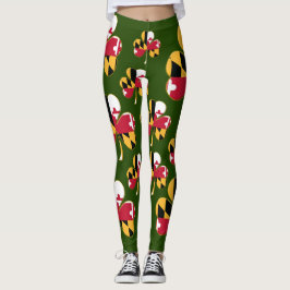Maryland Flag Shamrock Leggings