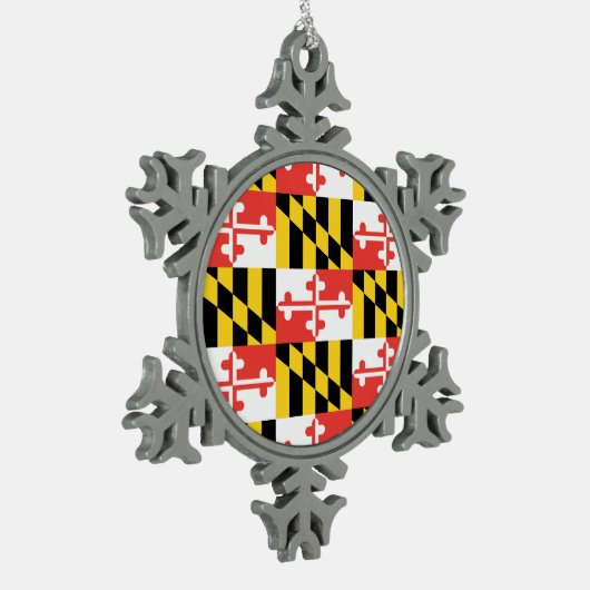 Maryland Flag Snowflake Framed Ornament (Links)