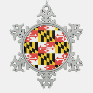 Maryland Flag Snowflake Framed Ornament