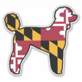 Maryland Flag Standard Poodle Silhouette Sticker (Voorkant)