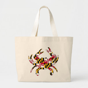 Maryland Flag Wavy Crab Grote Tote Bag