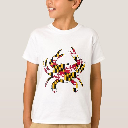 Maryland Flag Wavy Crab T-shirt (Voorkant)