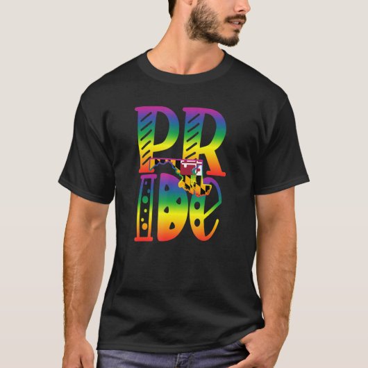 Maryland Gay Pride in blokletters T-shirt (Voorkant)