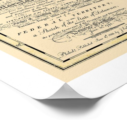 Maryland - Gedetailleerde kaart 1795 Poster (Hoek)