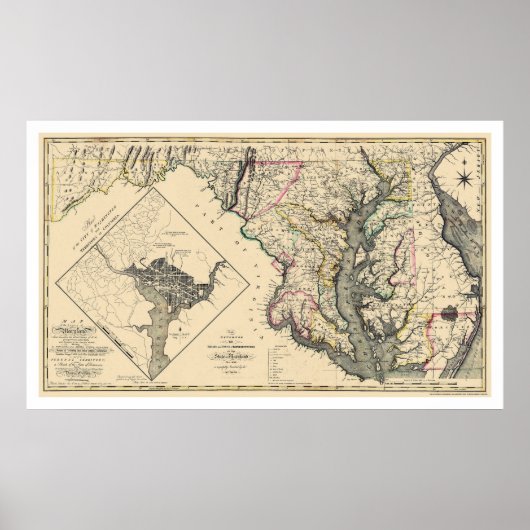 Maryland - Gedetailleerde kaart 1795 Poster (Voorkant)
