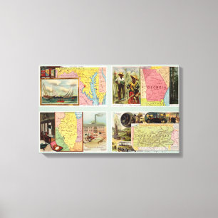 Maryland, Georgia, Illinois, Pennsylvania Canvas Afdruk