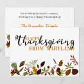 Maryland Herfst Foliage Thanksgiving Card Feestdagenkaart (Voorkant / Achterkant)