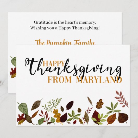 Maryland Herfst Foliage Thanksgiving Card Feestdagenkaart (Voorkant / Achterkant)