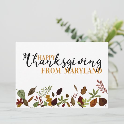 Maryland Herfst Foliage Thanksgiving Card Feestdagenkaart (Staand voorkant)