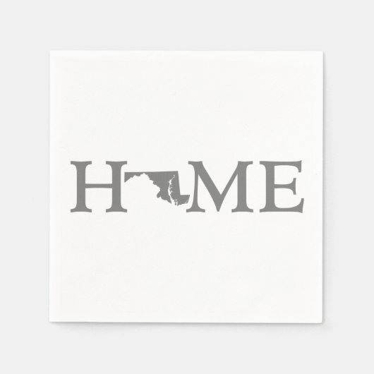 Maryland Home State Grey Word Art Paper Servetten (Voorkant)