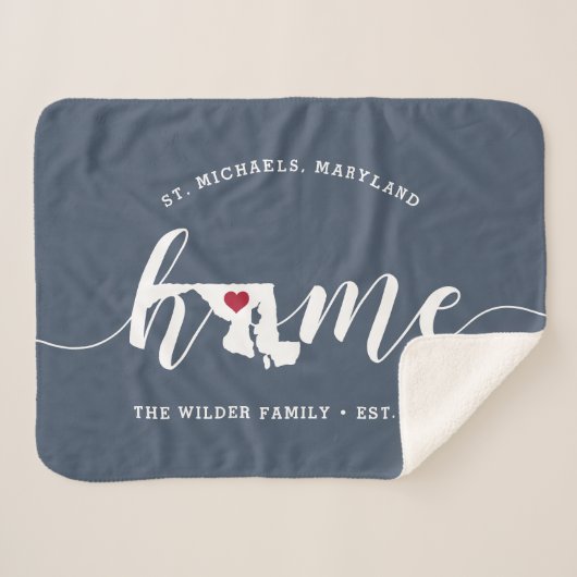 Maryland Home State Personalized Sherpa Deken (Voorkant (horizontaal))