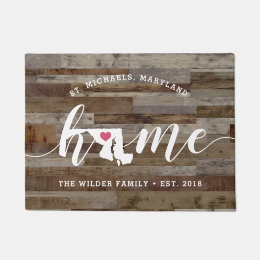 Maryland Home State Personalized Wood Kijk uit Deurmat (Voorkant)