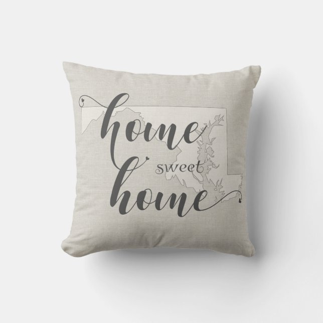 Maryland - Home Sweet Home burlap-look Kussen (Voorkant)