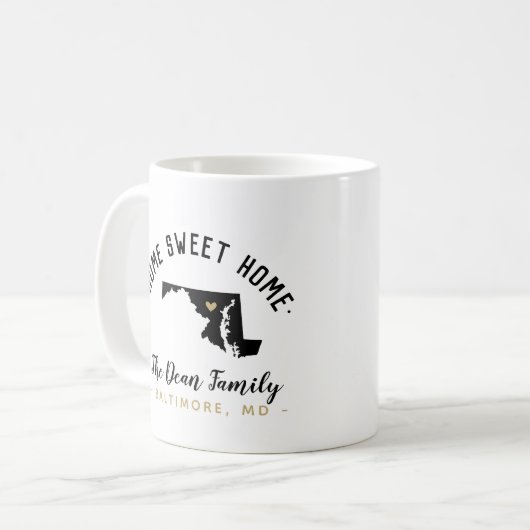 Maryland Home Sweet Home Familie Monogram Mok (Voorkant links)