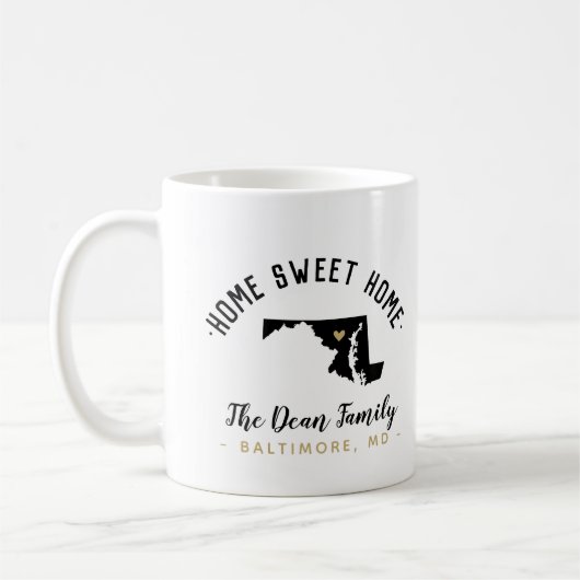 Maryland Home Sweet Home Familie Monogram Mok (Links)