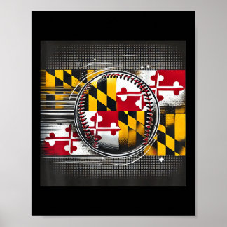 Maryland honkbalspeler ontwerp met staatsvlag AR Poster