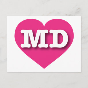 Maryland Hot Pink Heart - Ik hou van MD Briefkaart