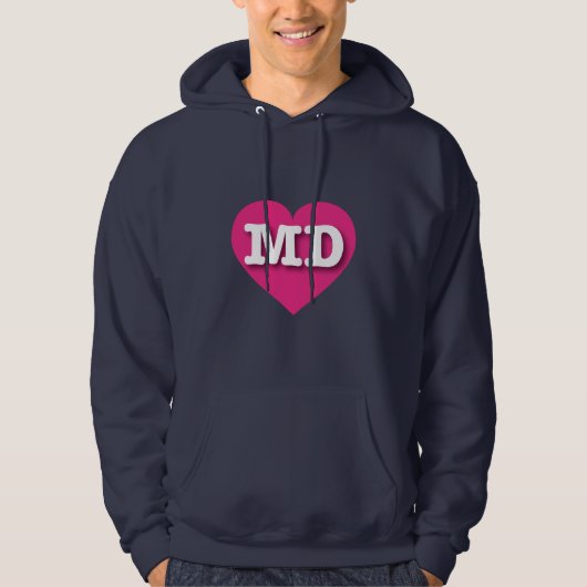 Maryland Hot Pink Heart - Ik hou van MD Hoodie (Voorkant)