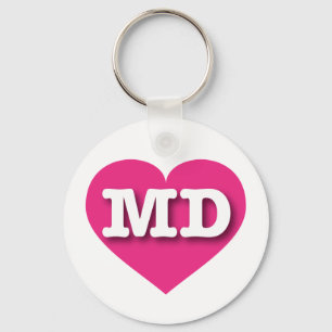 Maryland Hot Pink Heart - Ik hou van MD Sleutelhanger