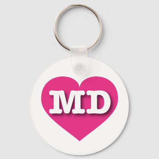 Maryland Hot Pink Heart - Ik hou van MD Sleutelhanger (Voorkant)